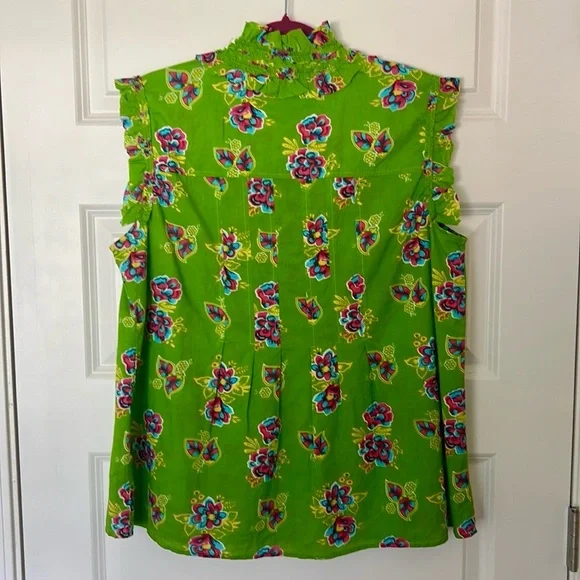 NWT Ivy Jane Floral Green Sleeveless Top - Picture 4 of 6